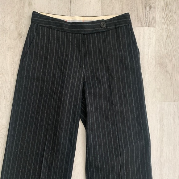 Missoni Wool wide casual career Trousers‎ in Black Pinstripe green size 8 - Picture 2 of 14